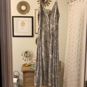 Black and white button up midi dress